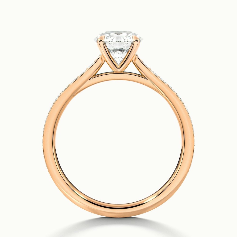 Callie 1 Carat Round Solitaire Pave Lab Grown Engagement Ring in 10k Rose Gold