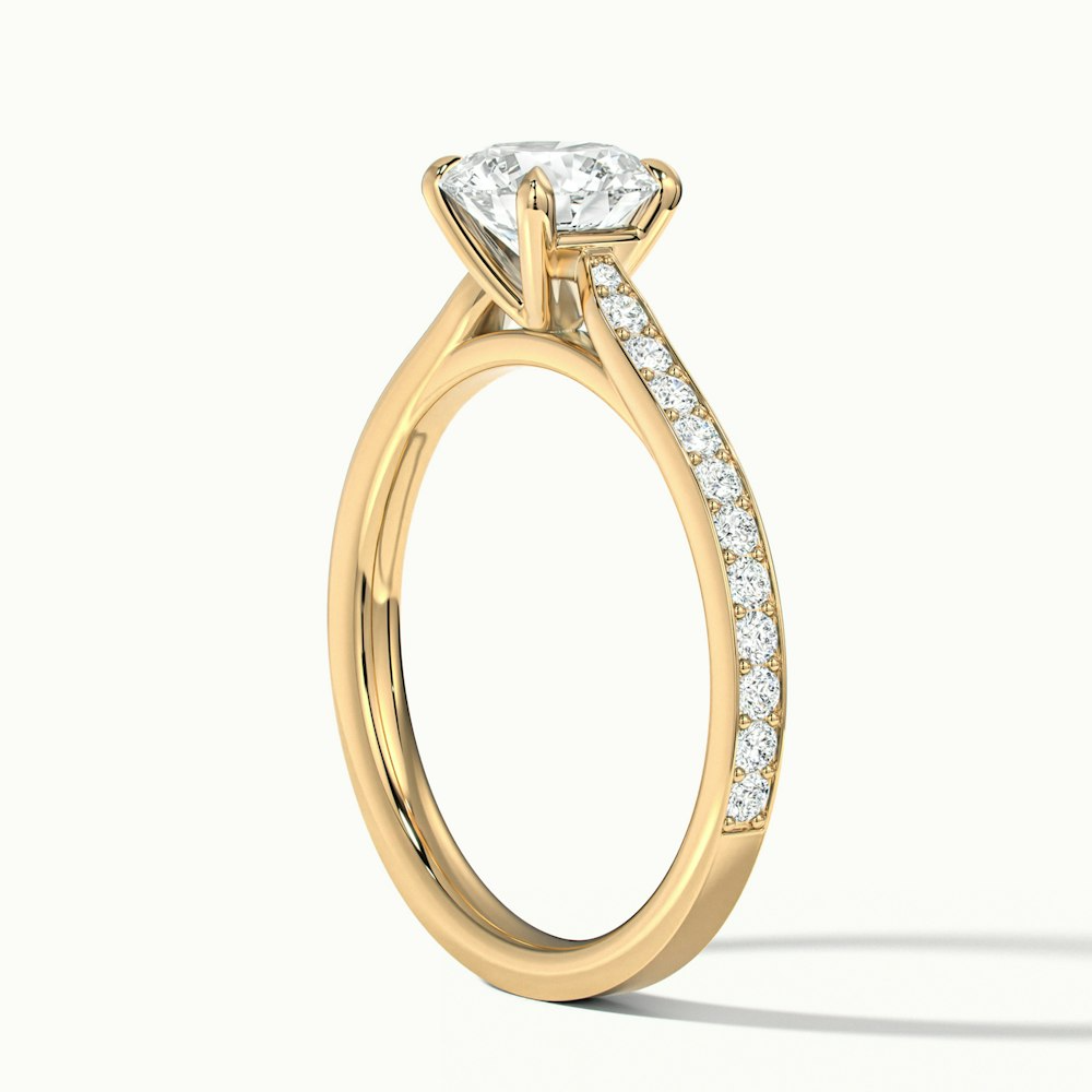 Callie 1 Carat Round Solitaire Pave Lab Grown Engagement Ring in 10k Yellow Gold