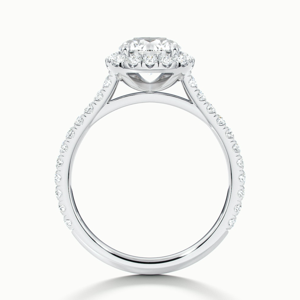 Anika 5 Carat Round Halo Pave Moissanite Diamond Ring in 10k White Gold