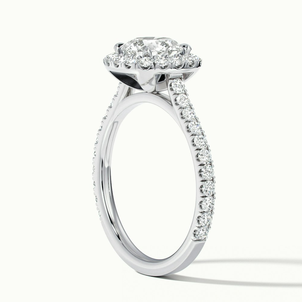 Nia 4 Carat Round Halo Pave Lab Grown Engagement Ring in 10k White Gold