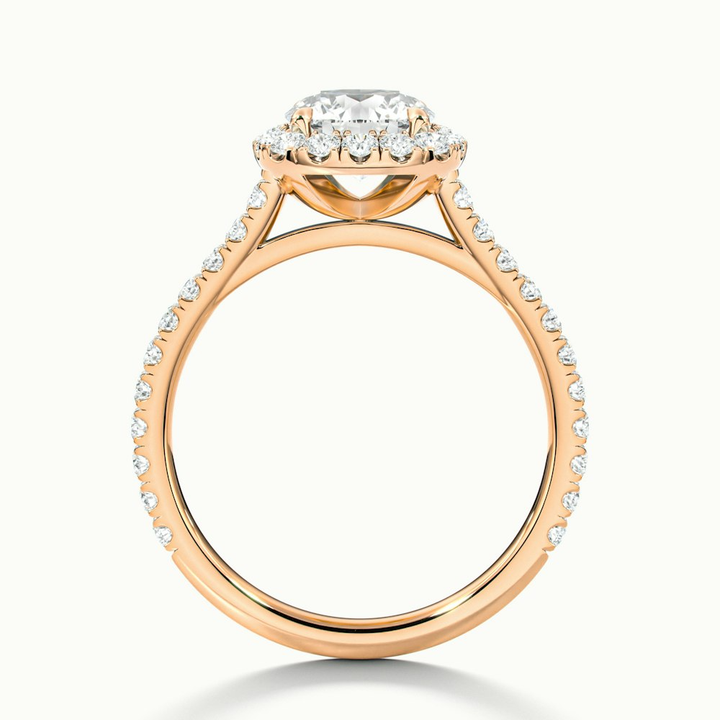 Nia 5 Carat Round Halo Pave Lab Grown Engagement Ring in 18k Rose Gold