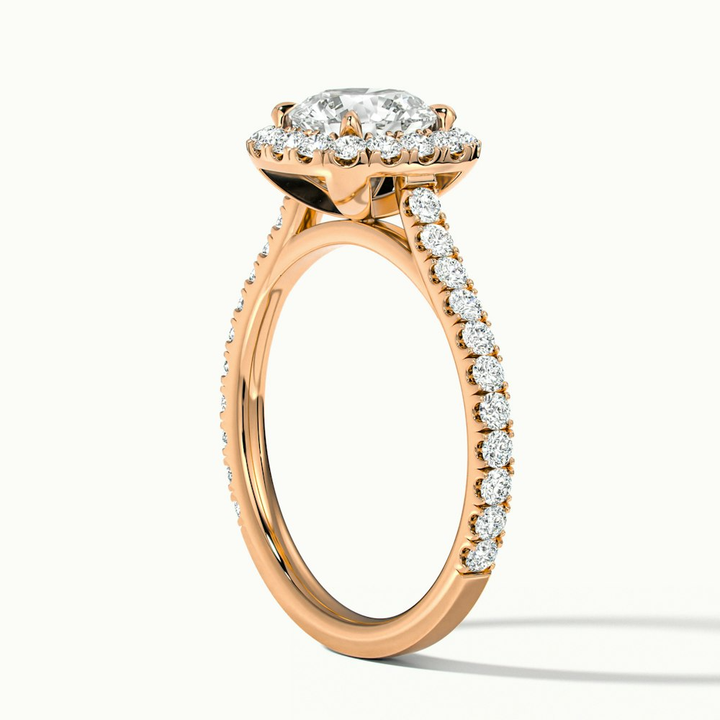 Nia 5 Carat Round Halo Pave Lab Grown Engagement Ring in 18k Rose Gold