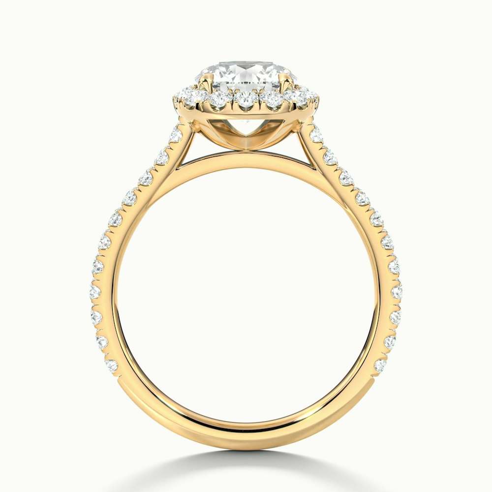 Anika 2 Carat Round Halo Pave Moissanite Diamond Ring in 14k Yellow Gold