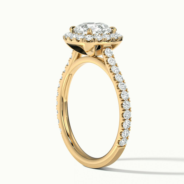 Nia 1.5 Carat Round Halo Pave Lab Grown Engagement Ring in 10k Yellow Gold
