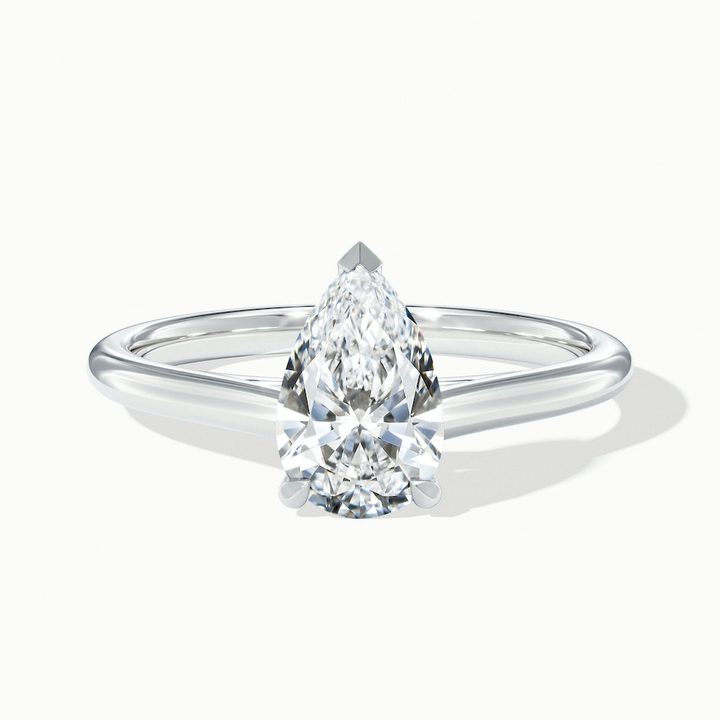 Cherri 1 Carat Pear Shaped Solitaire Lab Grown Engagement Ring in 14k White Gold