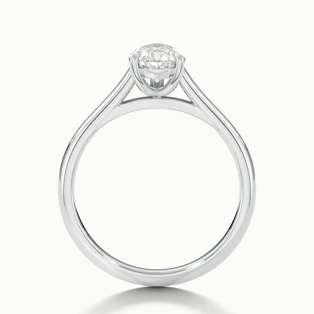 Avi 4 Carat Pear Shaped Solitaire Moissanite Diamond Ring in 10k White Gold