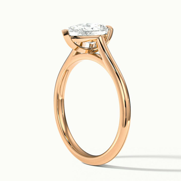 Avi 3.5 Carat Pear Shaped Solitaire Moissanite Diamond Ring in 10k Rose Gold