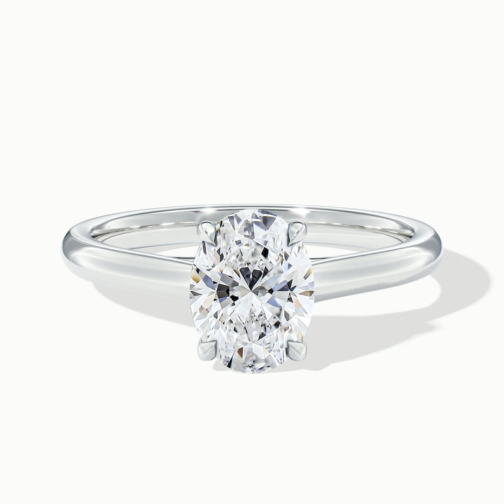 Cindy 1 Carat Oval Solitaire Lab Grown Engagement Ring in 10k White Gold