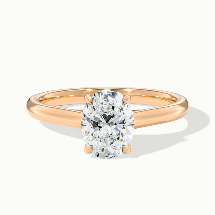 Cindy 5 Carat Oval Solitaire Lab Grown Engagement Ring in 18k Rose Gold