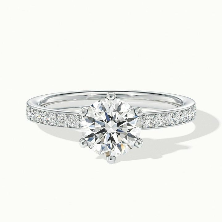 Claudia 5 Carat Round Solitaire Pave Lab Grown Diamond Ring in 18k White Gold