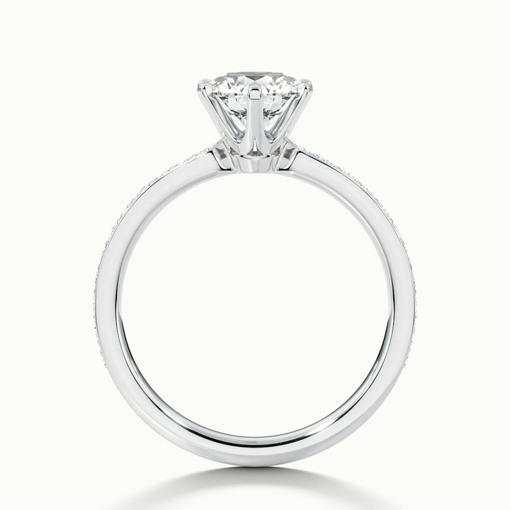 Eden 5 Carat Round Solitaire Pave Moissanite Engagement Ring in 18k White Gold