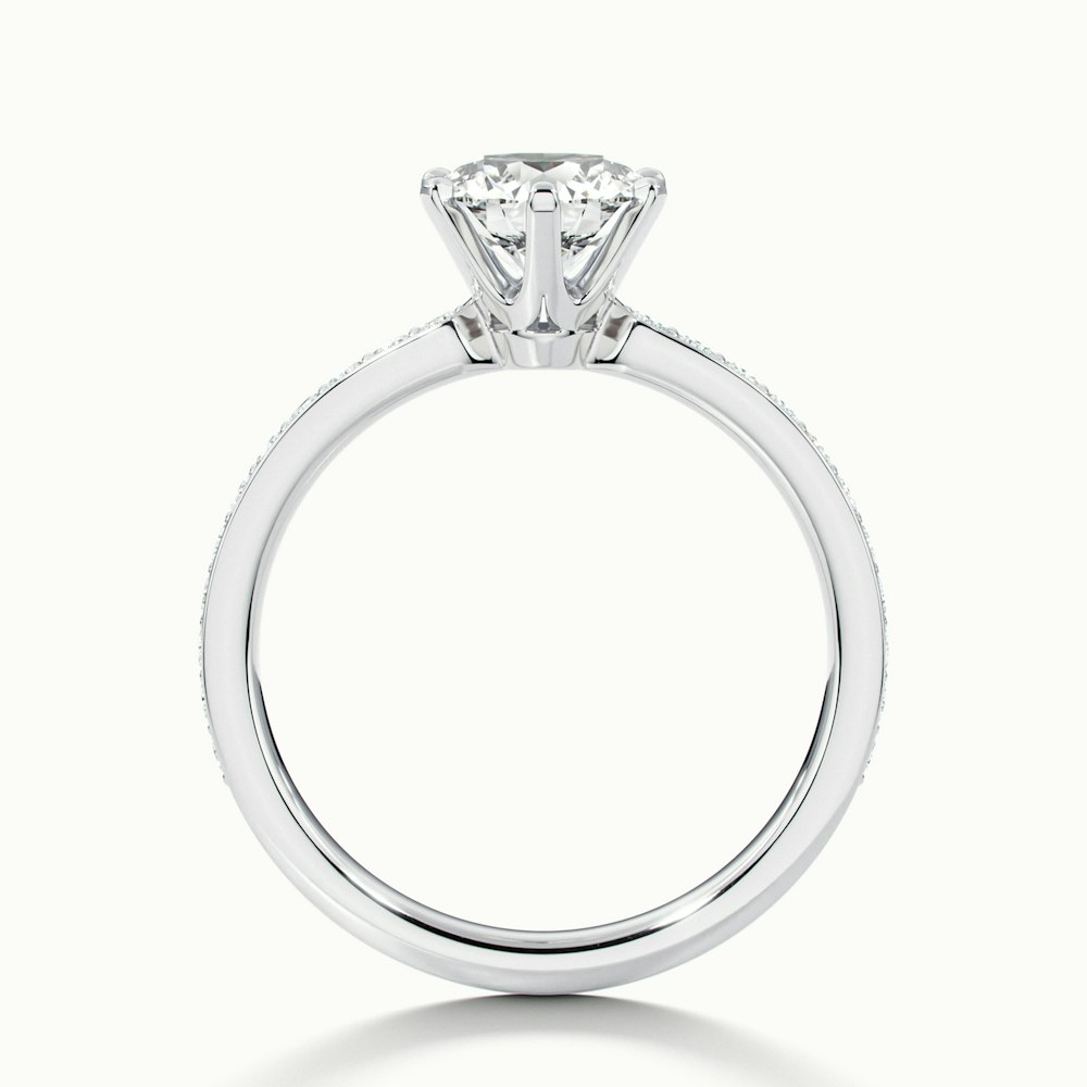 Eden 1 Carat Round Solitaire Pave Moissanite Engagement Ring in 10k White Gold