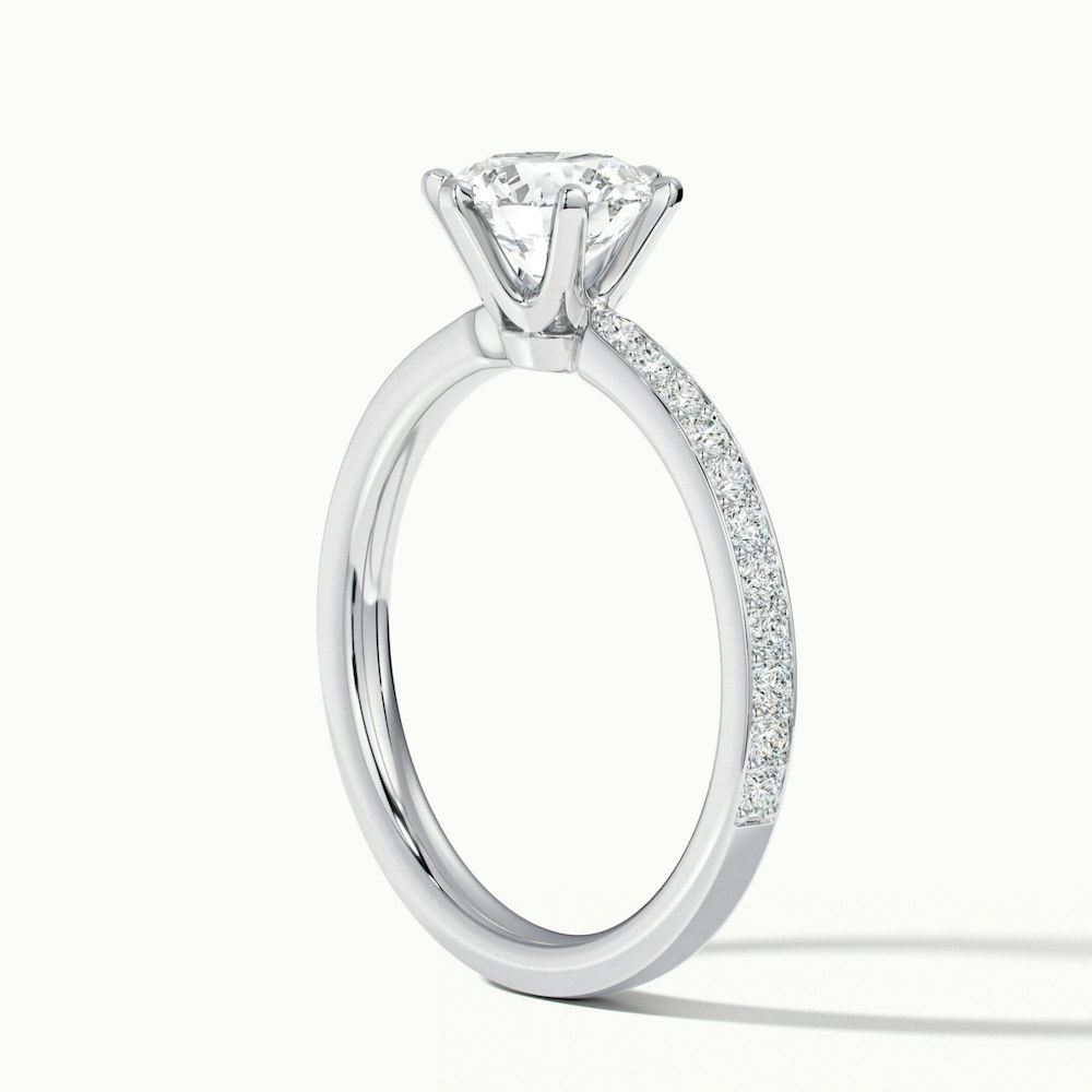 Claudia 3 Carat Round Solitaire Pave Lab Grown Diamond Ring in 10k White Gold
