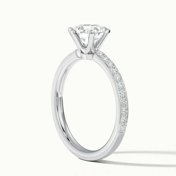 Eden 1 Carat Round Solitaire Pave Moissanite Engagement Ring in 10k White Gold