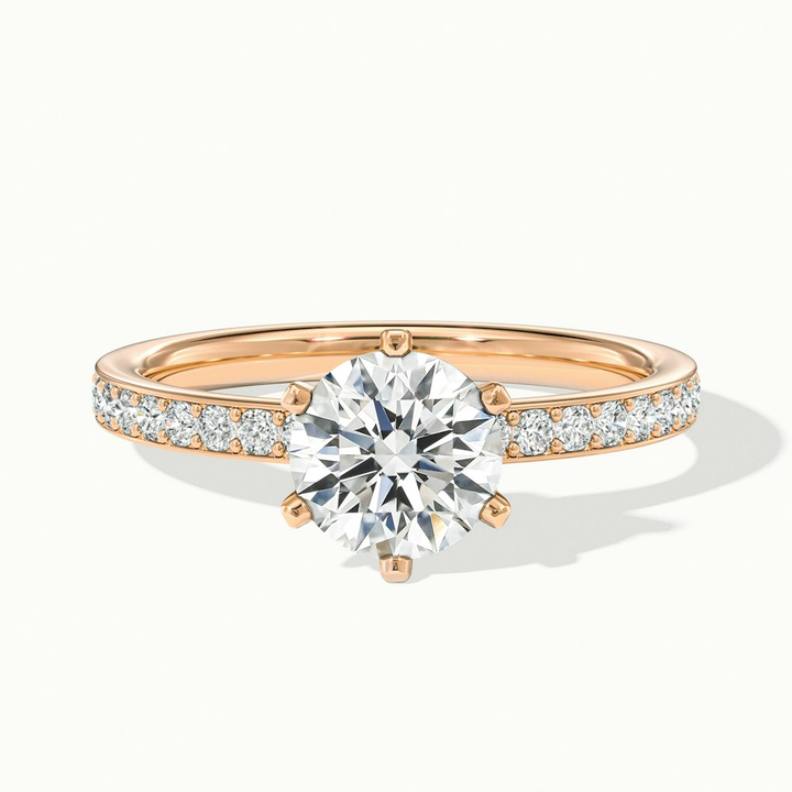 Eden 3 Carat Round Solitaire Pave Moissanite Engagement Ring in 18k Rose Gold
