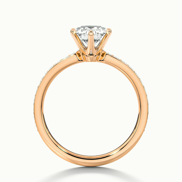 Eden 4 Carat Round Solitaire Pave Moissanite Engagement Ring in 14k Rose Gold