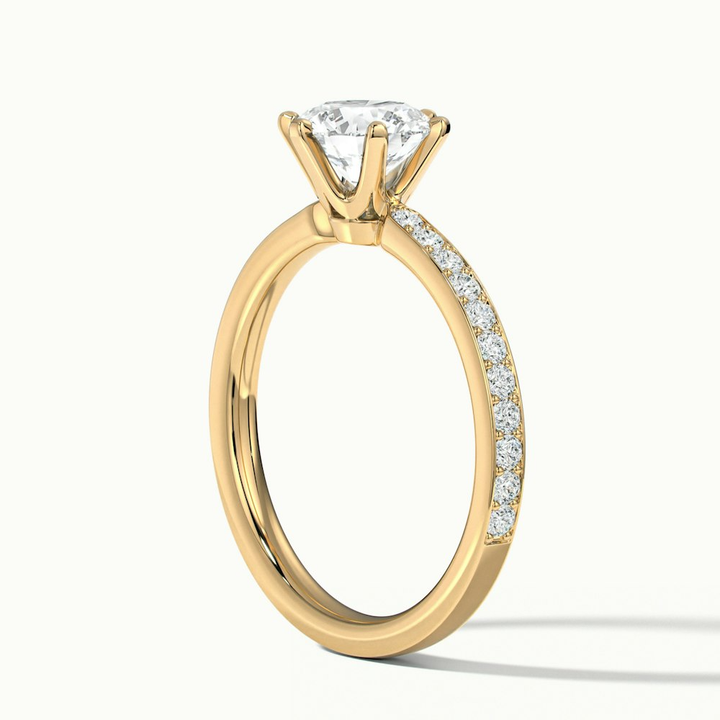 Claudia 3 Carat Round Solitaire Pave Lab Grown Diamond Ring in 10k Yellow Gold