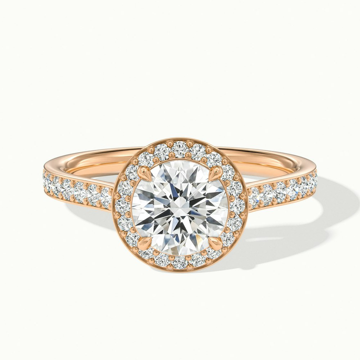 Dallas 5 Carat Round Halo Pave Lab Grown Diamond Ring in 18k Rose Gold
