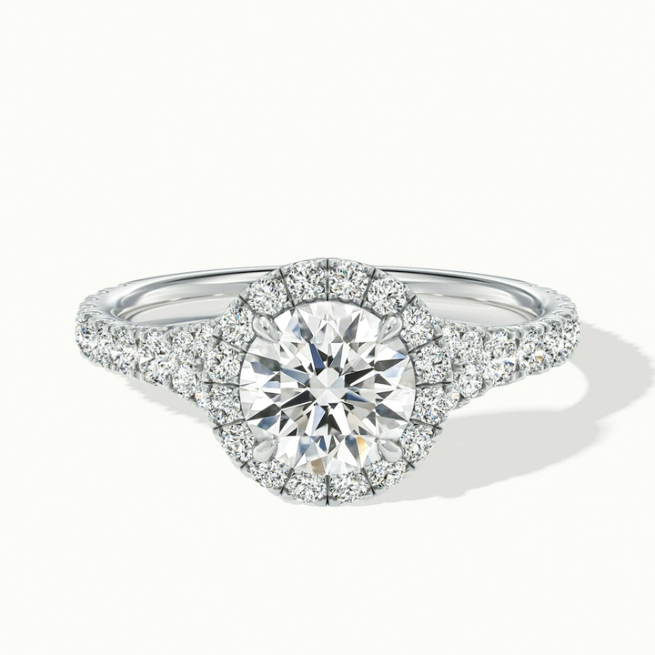 Erin 1 Carat Round Halo Scallop Moissanite Engagement Ring in 10k White Gold