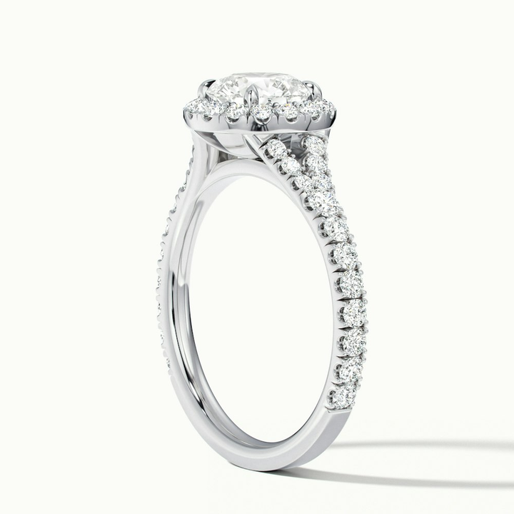 Emily 5 Carat Round Halo Scallop Lab Grown Diamond Ring in 18k White Gold