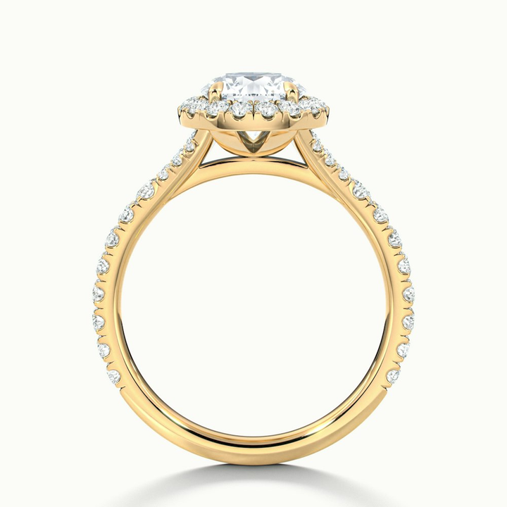 Emily 3 Carat Round Halo Scallop Lab Grown Diamond Ring in 10k Yellow Gold