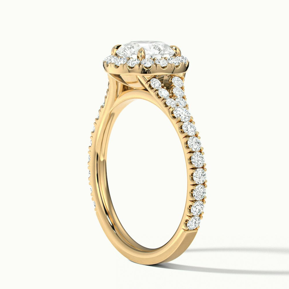 Erin 3 Carat Round Halo Scallop Moissanite Engagement Ring in 10k Yellow Gold