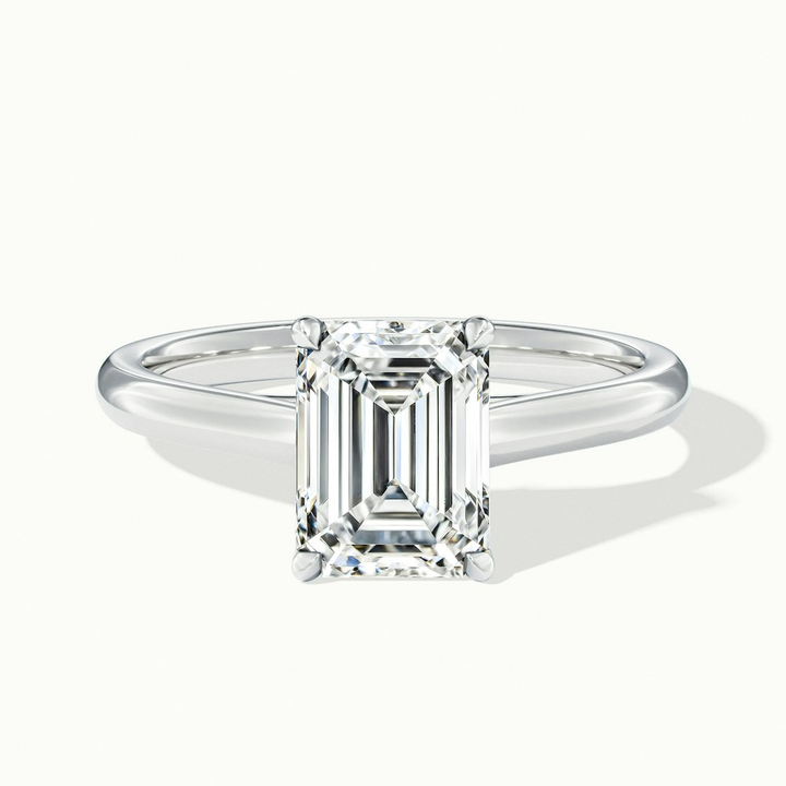Hana 1 Carat Emerald Cut Solitaire Lab Grown Diamond Ring in 10k White Gold