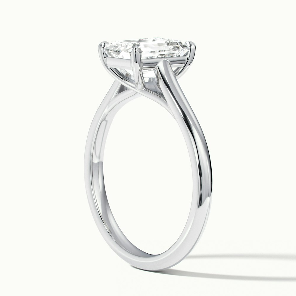 Ira 3 Carat Emerald Cut Solitaire Moissanite Engagement Ring in 10k White Gold