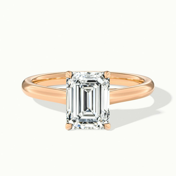 Ira 3 Carat Emerald Cut Solitaire Moissanite Engagement Ring in 18k Rose Gold