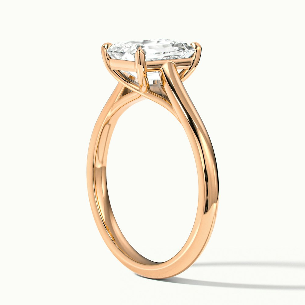 Hana 5 Carat Emerald Cut Solitaire Lab Grown Diamond Ring in 18k Rose Gold
