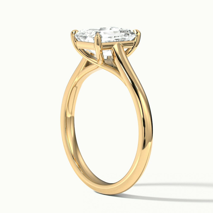 Ira 2 Carat Emerald Cut Solitaire Moissanite Engagement Ring in 10k Yellow Gold
