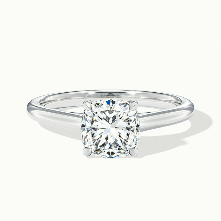 Nelli 2 Carat Cushion Cut Solitaire Moissanite Diamond Ring in Platinum