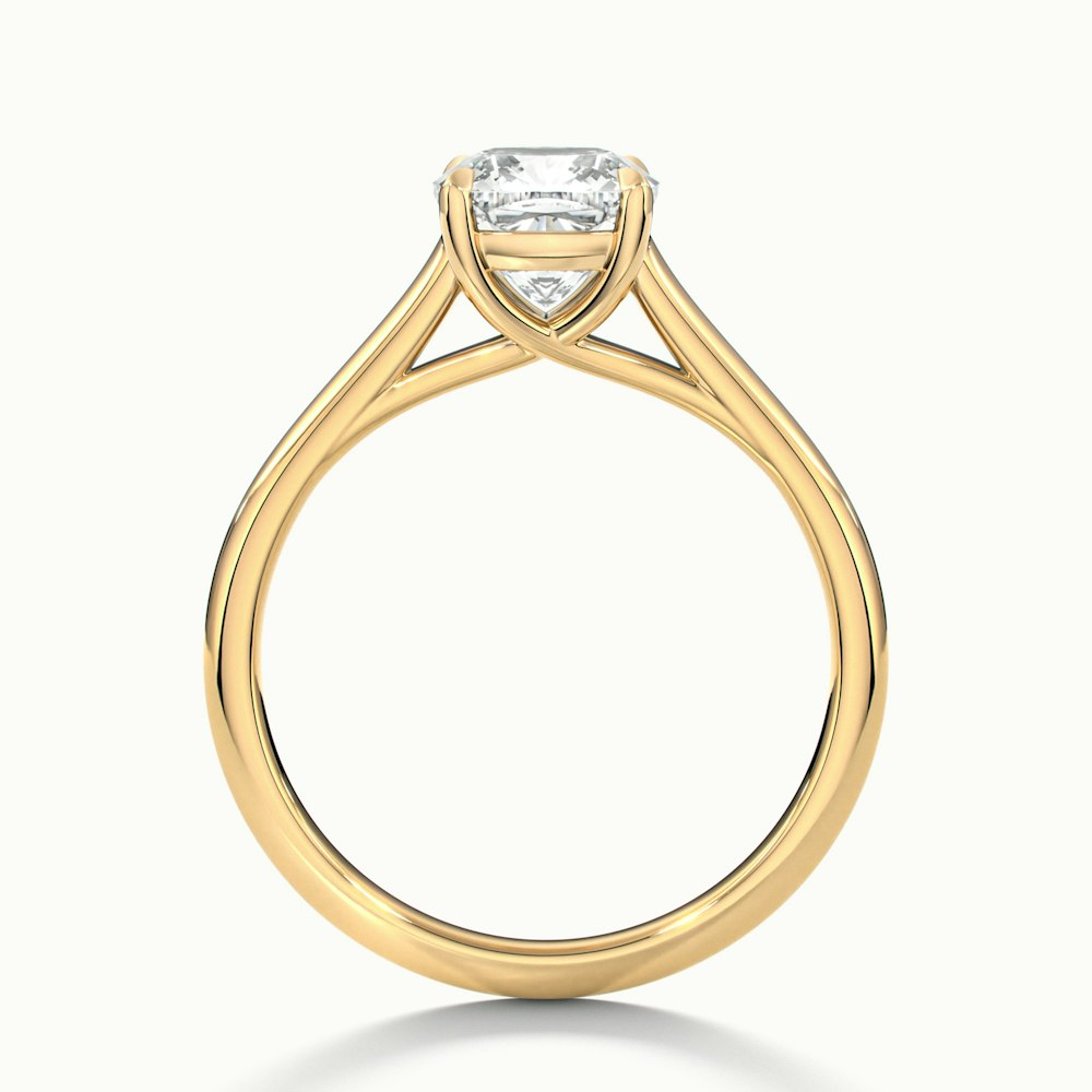 Nelli 3 Carat Cushion Cut Solitaire Moissanite Diamond Ring in 10k Yellow Gold