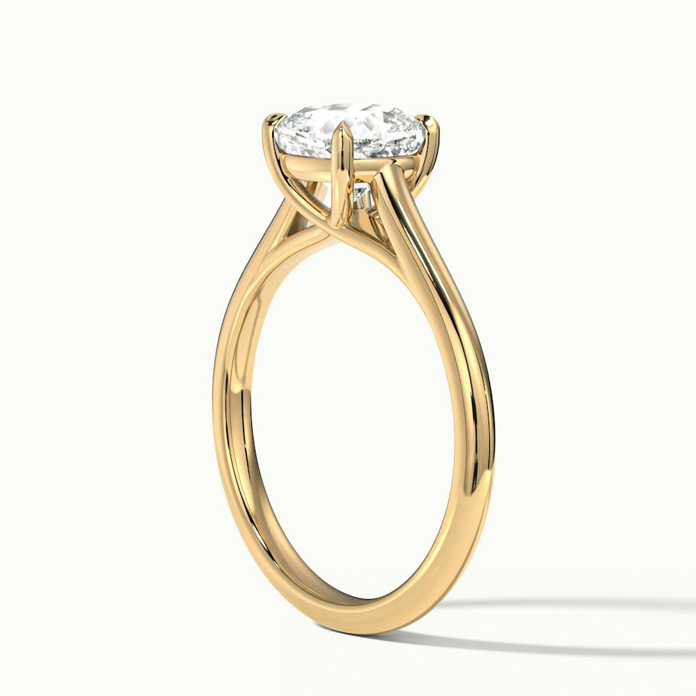 Nelli 2 Carat Cushion Cut Solitaire Moissanite Diamond Ring in 10k Yellow Gold