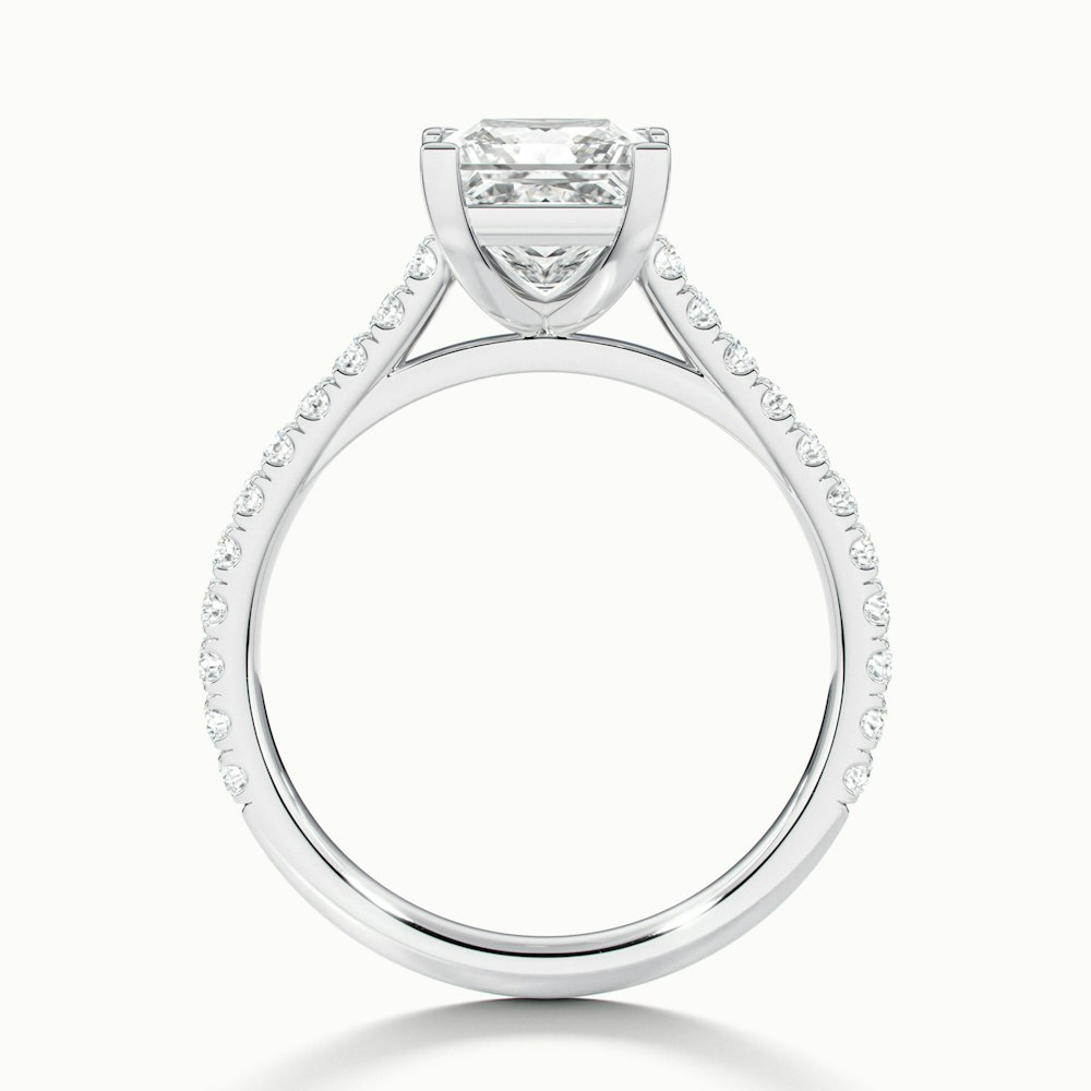 Iva 1 Carat Princess Cut Solitaire Scallop Lab Grown Diamond Ring in 10k White Gold