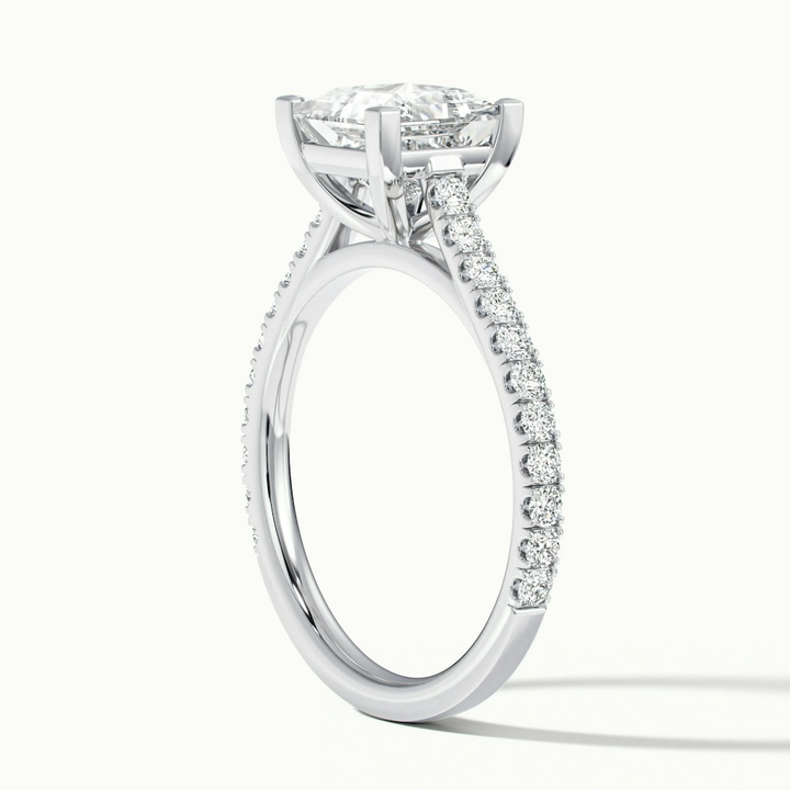 Helyn 1 Carat Princess Cut Solitaire Scallop Moissanite Engagement Ring in 14k White Gold