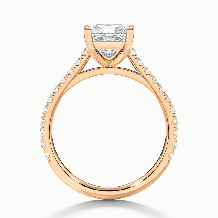 Iva 1 Carat Princess Cut Solitaire Scallop Lab Grown Diamond Ring in 10k Rose Gold