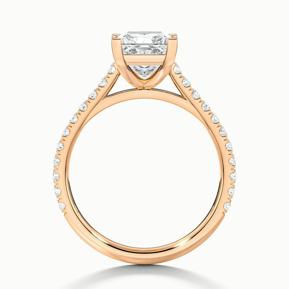 Helyn 1 Carat Princess Cut Solitaire Scallop Moissanite Engagement Ring in 18k Rose Gold
