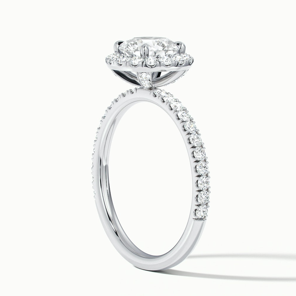 Hailey 5 Carat Round Cut Halo Moissanite Engagement Ring in 18k White Gold