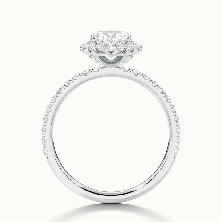 Jany 2 Carat Oval Halo Pave Lab Grown Diamond Ring in 10k White Gold