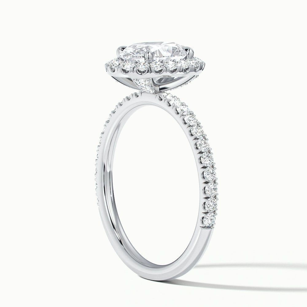 Jany 2 Carat Oval Halo Pave Lab Grown Diamond Ring in 10k White Gold