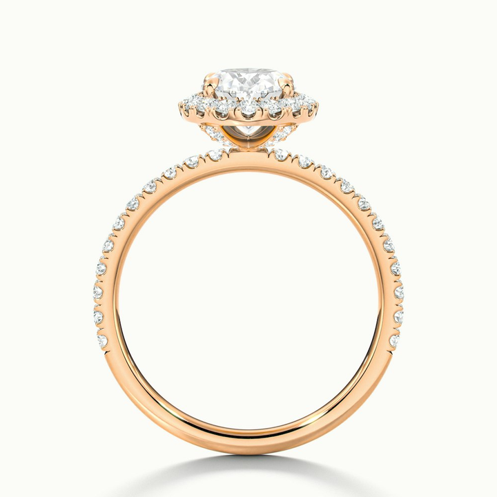 Grace 3 Carat Oval Halo Pave Moissanite Engagement Ring in 18k Rose Gold