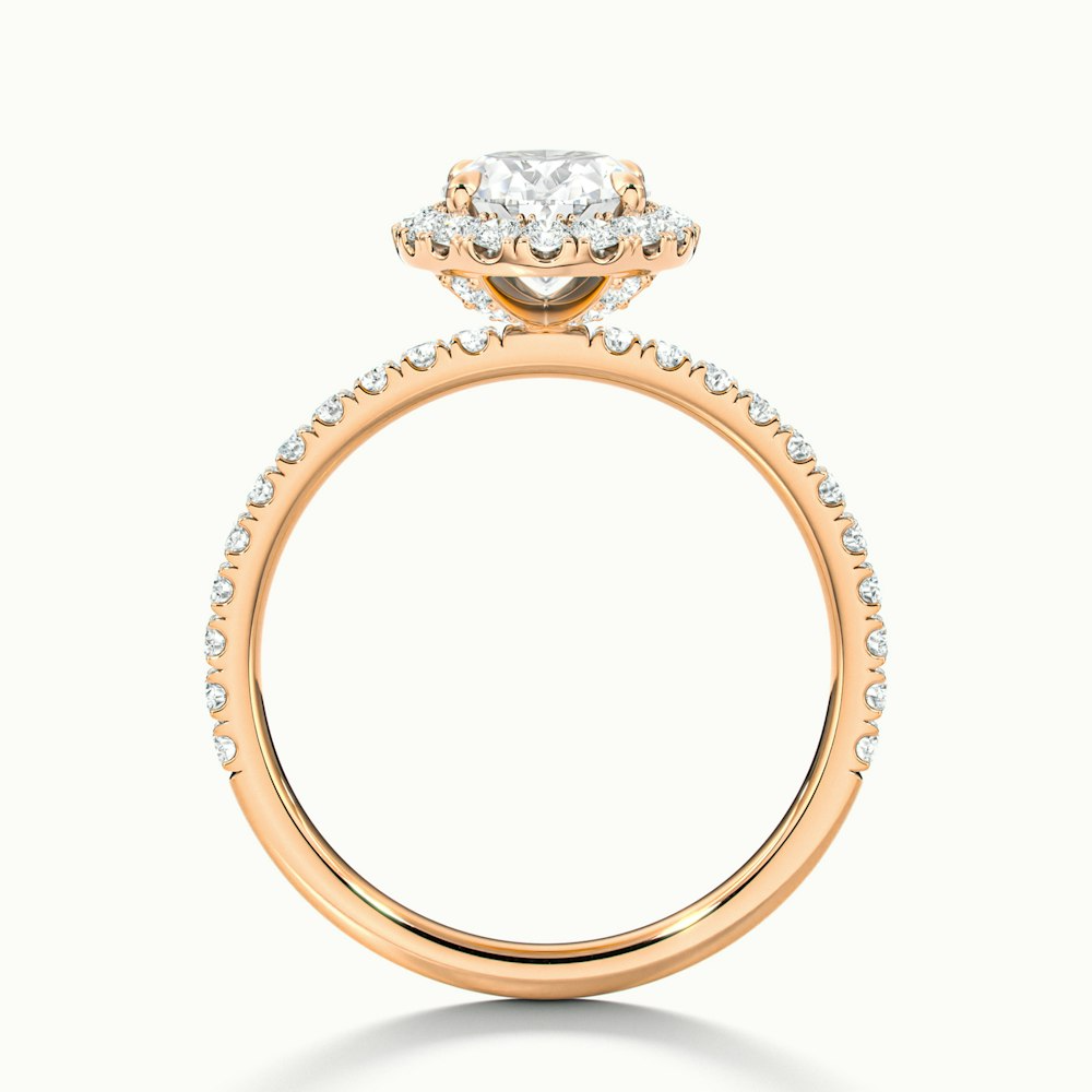Jany 1 Carat Oval Halo Pave Lab Grown Diamond Ring in 10k Rose Gold