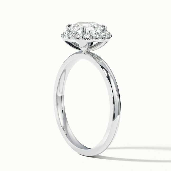 Cora 5 Carat Round Halo Moissanite Engagement Ring in 18k White Gold