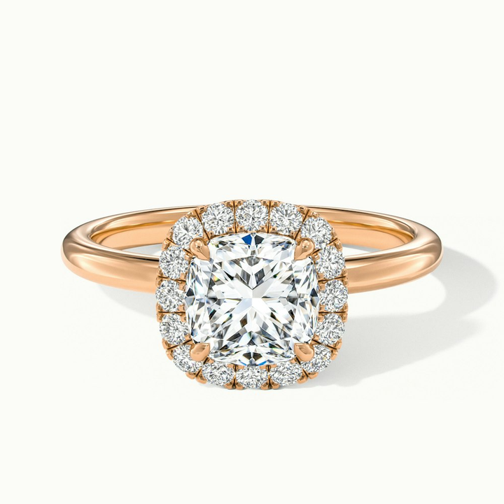 Nora 5 Carat Cushion Cut Halo Lab Grown Diamond Ring in 18k Rose Gold