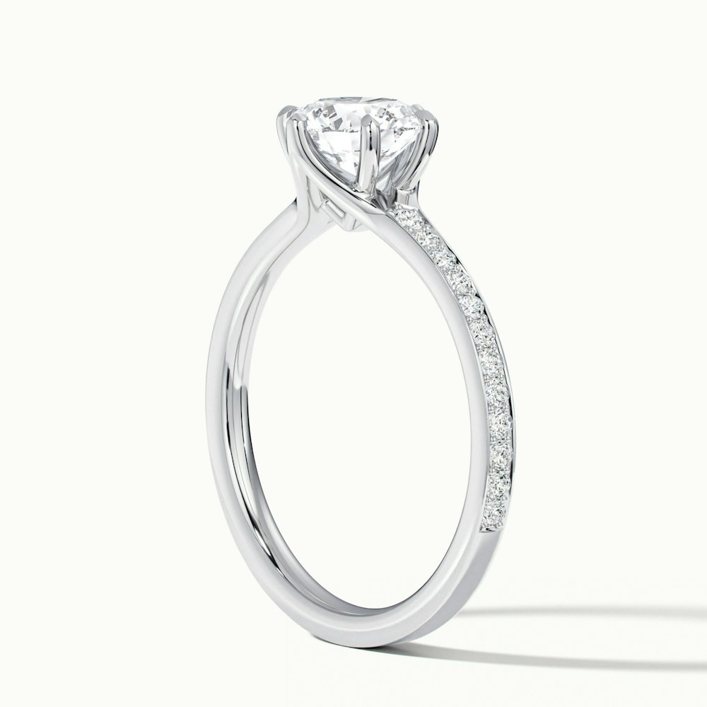 Carol 1.5 Carat Round Solitaire Pave Moissanite Engagement Ring in 10k White Gold