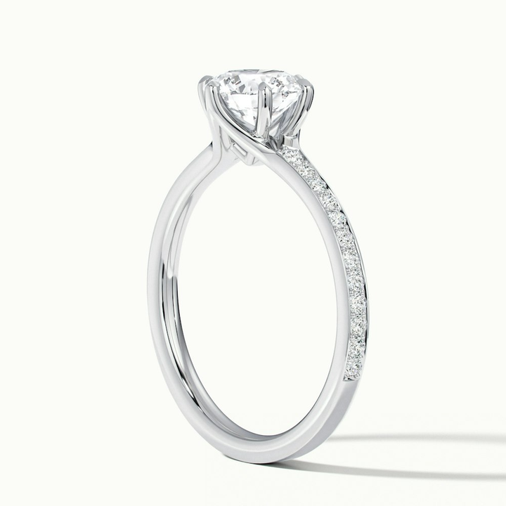 Kyra 1 Carat Round Solitaire Pave Lab Grown Diamond Ring in 14k White Gold