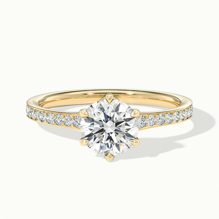 Carol 2.5 Carat Round Solitaire Pave Moissanite Engagement Ring in 10k Yellow Gold