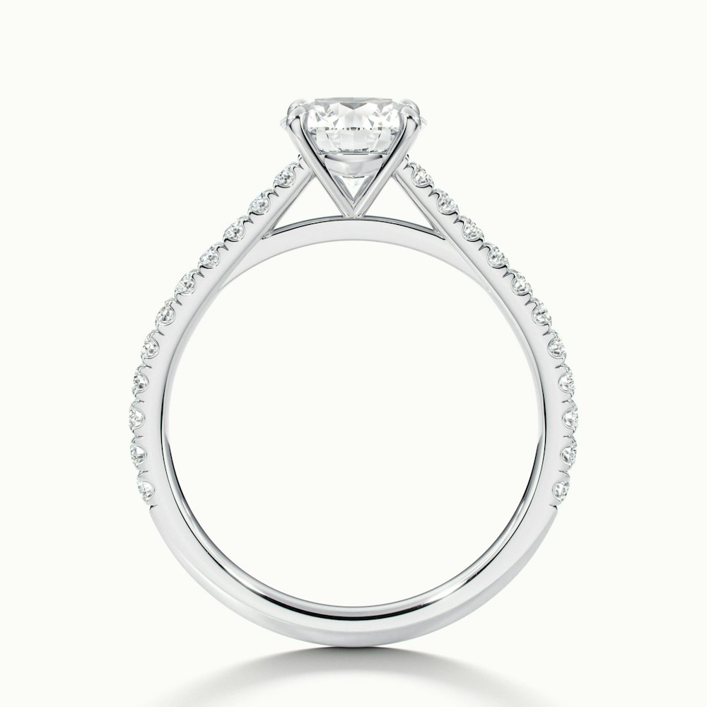 Carly 5 Carat Round Solitaire Scallop Moissanite Engagement Ring in 18k White Gold