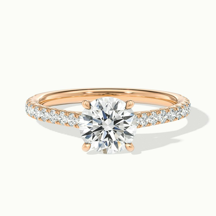 Hope 5 Carat Round Solitaire Scallop Lab Grown Diamond Ring in 18k Rose Gold